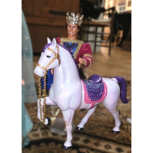 Prancing Pony White Stallion for Repunzel Barbie Prince Ken Rare Royal Horse VTG - Picture 8 of 13